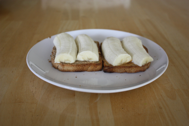 brown rice toast with nut butter and banana